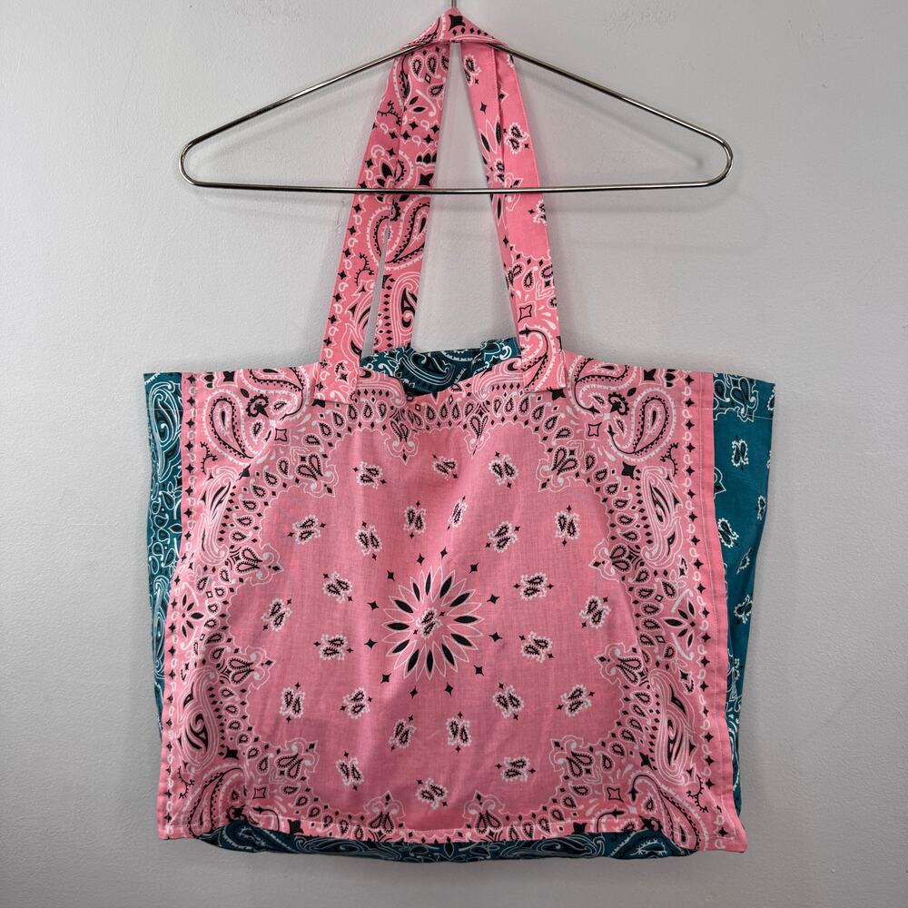 CALL IT BY YOUR NAME Maxi Blue Pink Tote Large Hand-Embroidered Top Handle Bag - Picture 10 of 10